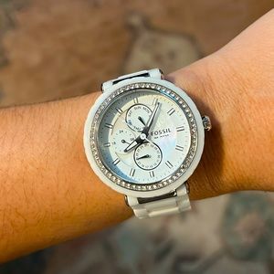 Women Fossil White Ceramic Watch